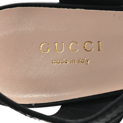 Gucci Cosmos Softy Calfskin Wooden Interlocking G Cut-Out 30/120mm Platform Sandals 35 Black 8 of 9