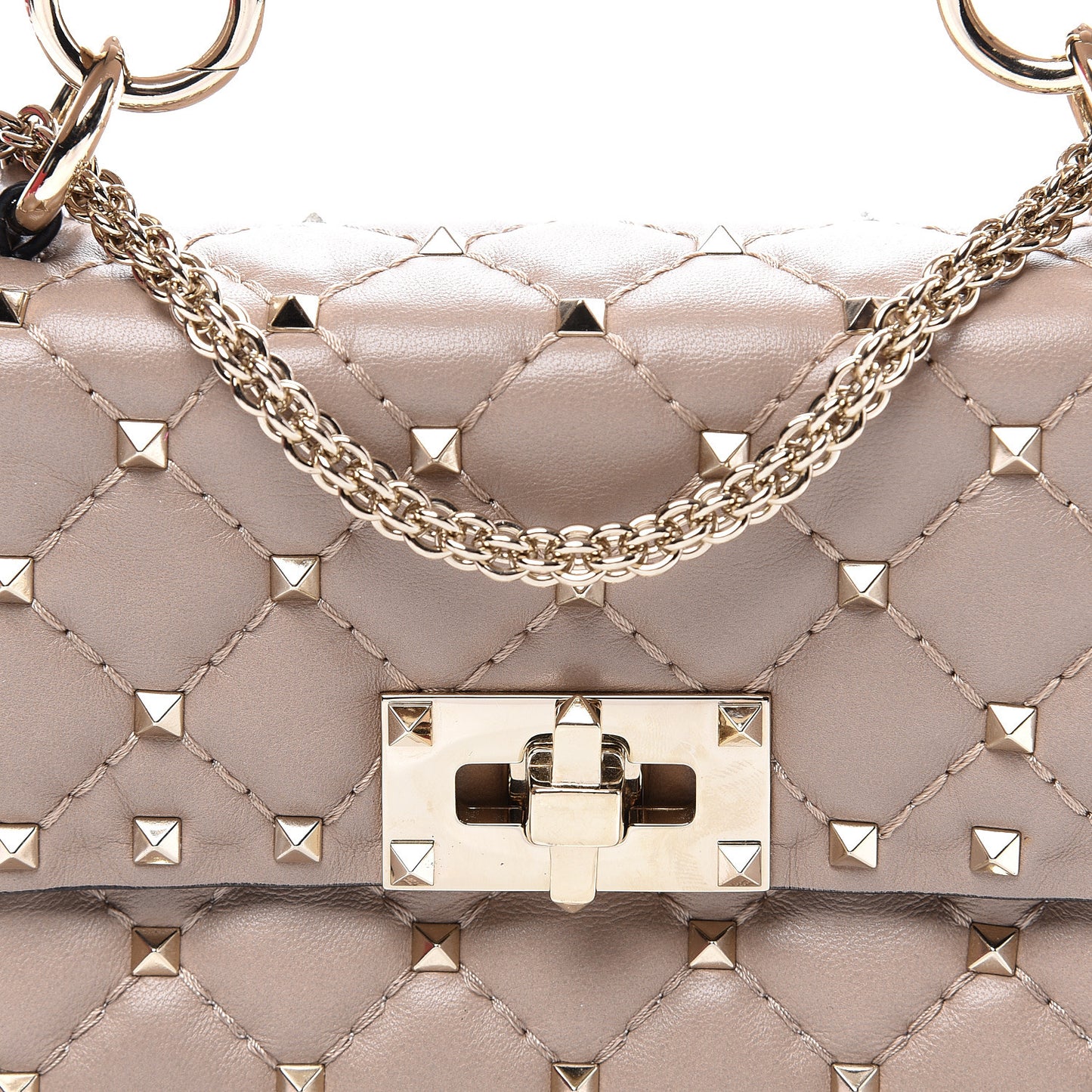 Nappa Small Rockstud Spike Shoulder Bag Poudre
