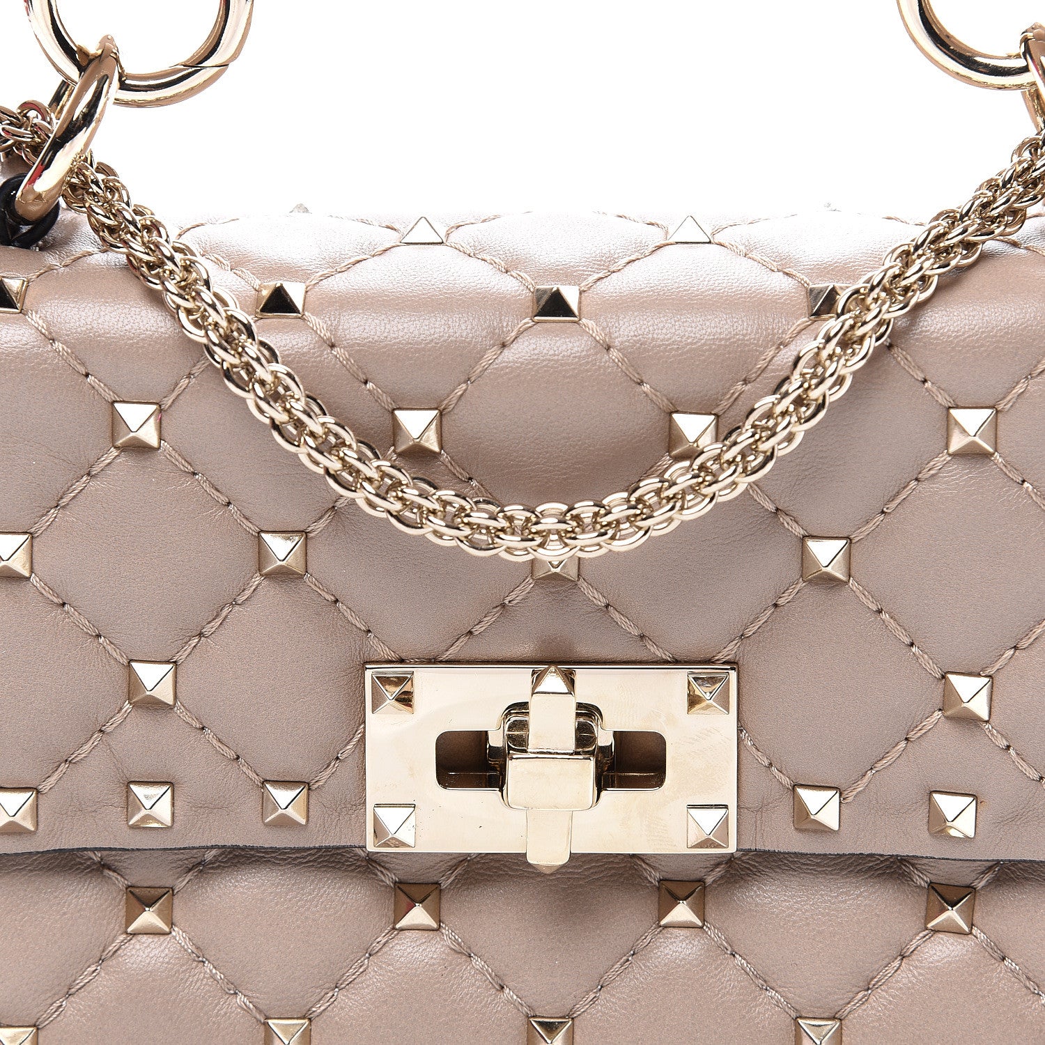 Valentino Garavani Nappa Small Rockstud Spike Shoulder Bag Poudre 9 of 10