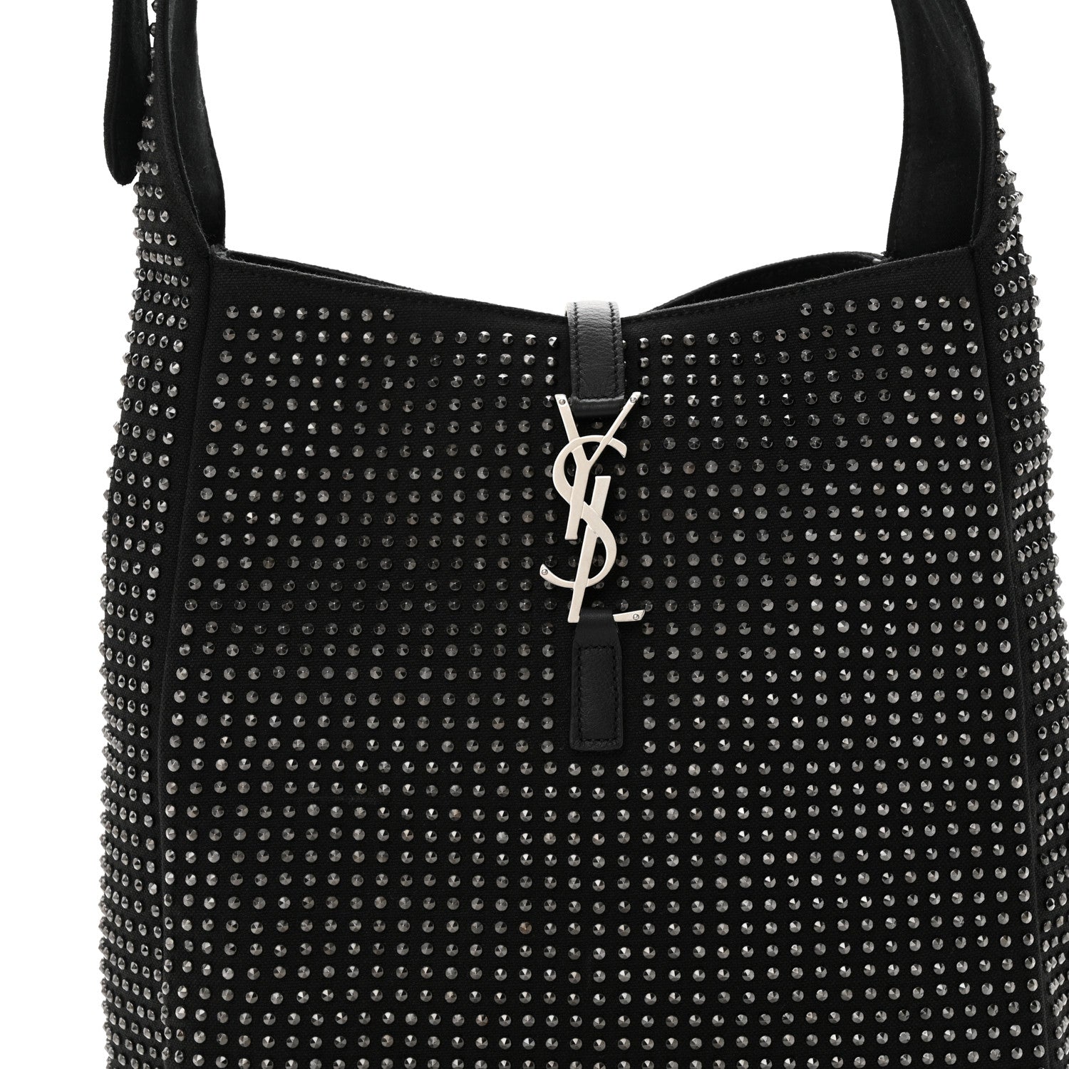 Saint Laurent Cotton Studded Le 5 A 7 Soft Hobo Black 8 of 10