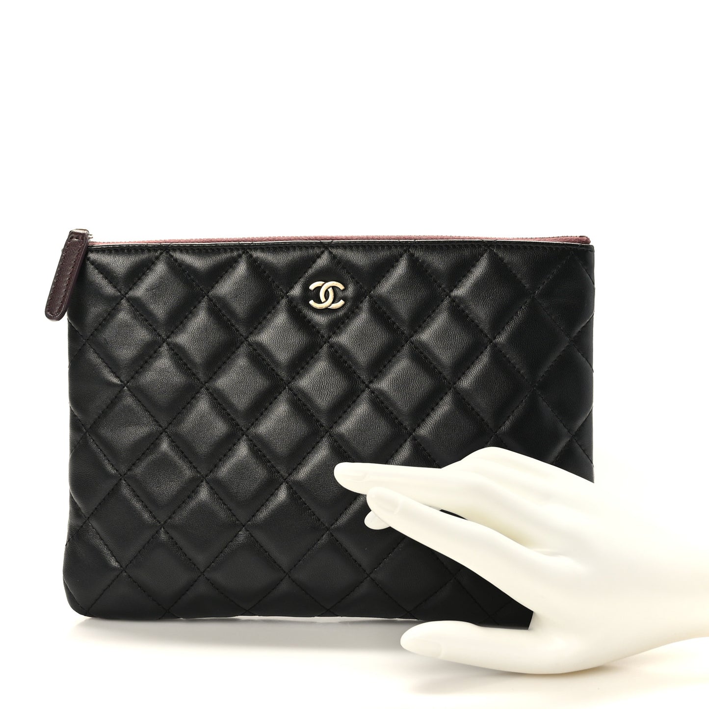 Lambskin Quilted Cosmetic Case Black