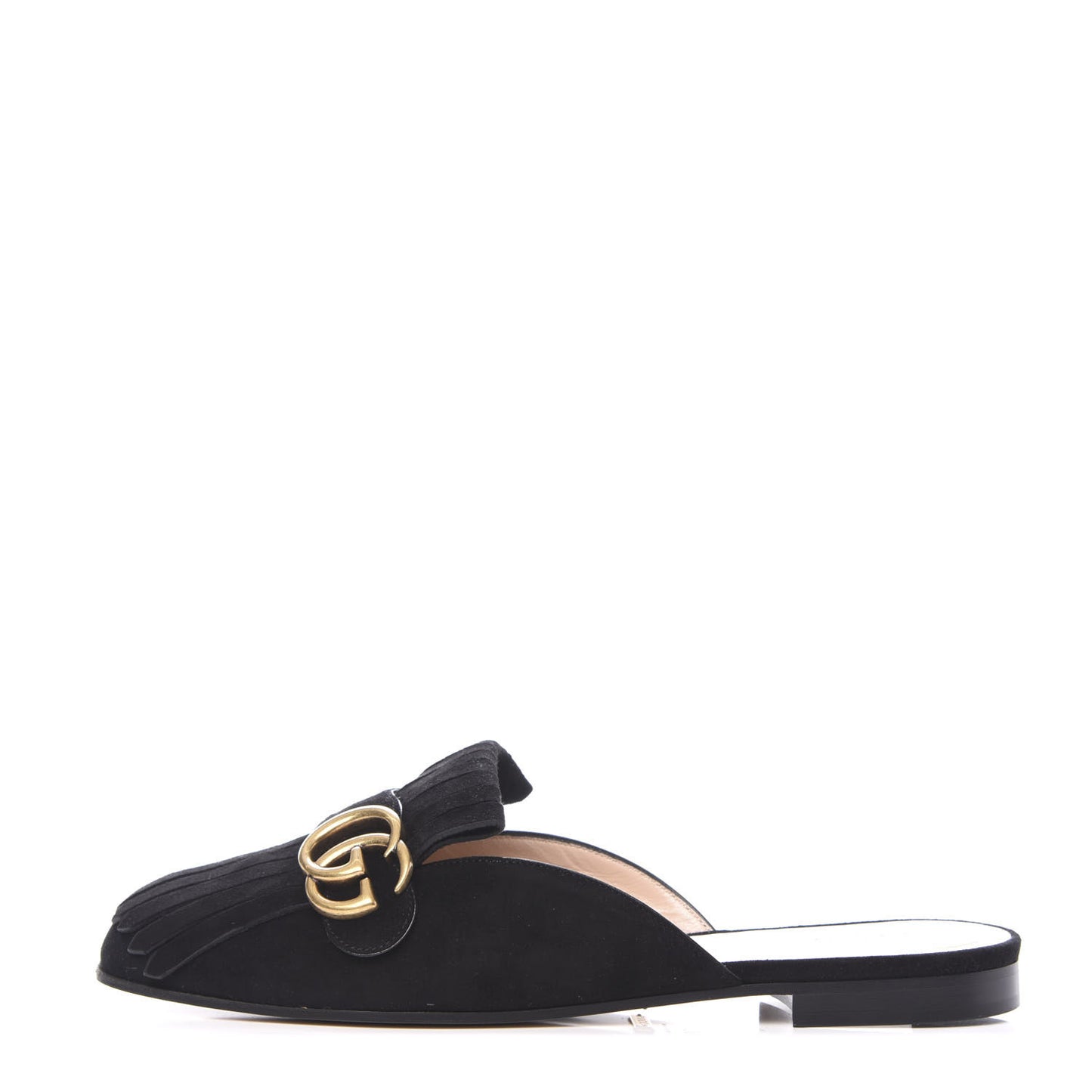 Kid Scamosciato GG Marmont Fringe Slippers 39 Black