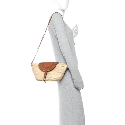 Chloe Raffia Calfskin Marcie Basket Tan 2 of 11