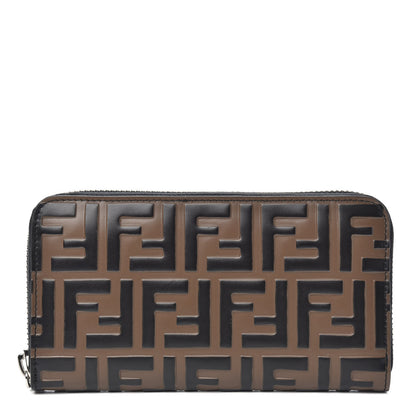 Fendi Vitello F is Fendi Bi-Color FF 1974 Embossed Zip Around Wallet Maya Black 1 of 8