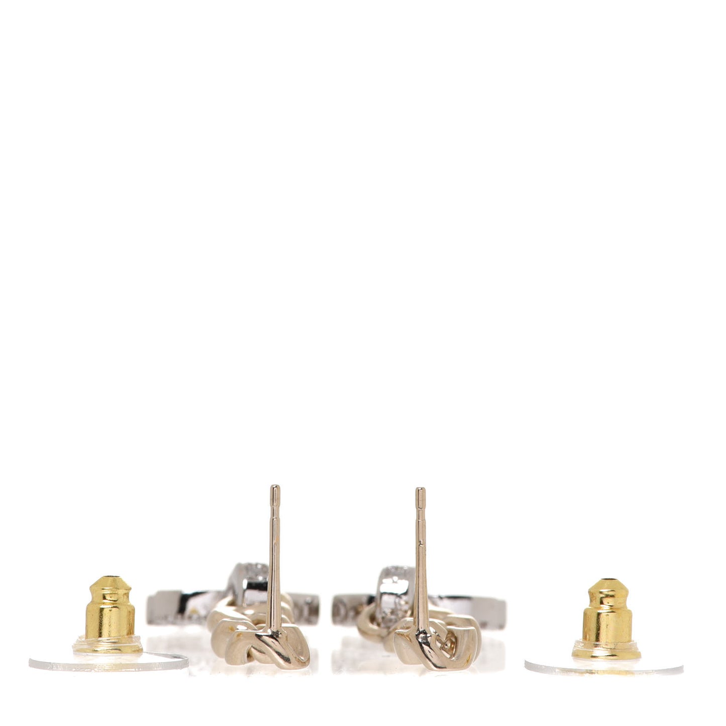 Metal Crystal CC Chain Drop Earrings Gold