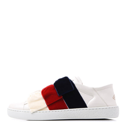 Gucci Calfskin Womens Velvet Bow Ace Sneakers 36 White 1 of 8