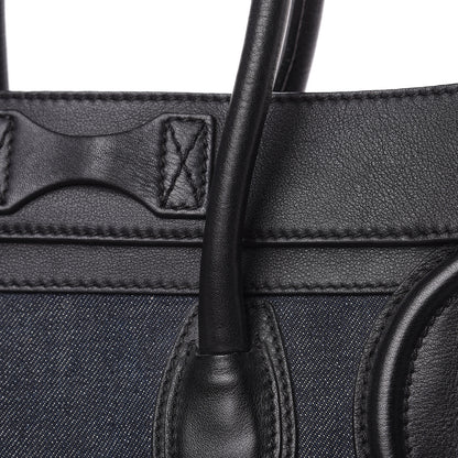 Celine Smooth Calfskin Denim Micro Luggage Navy Black 14 of 17
