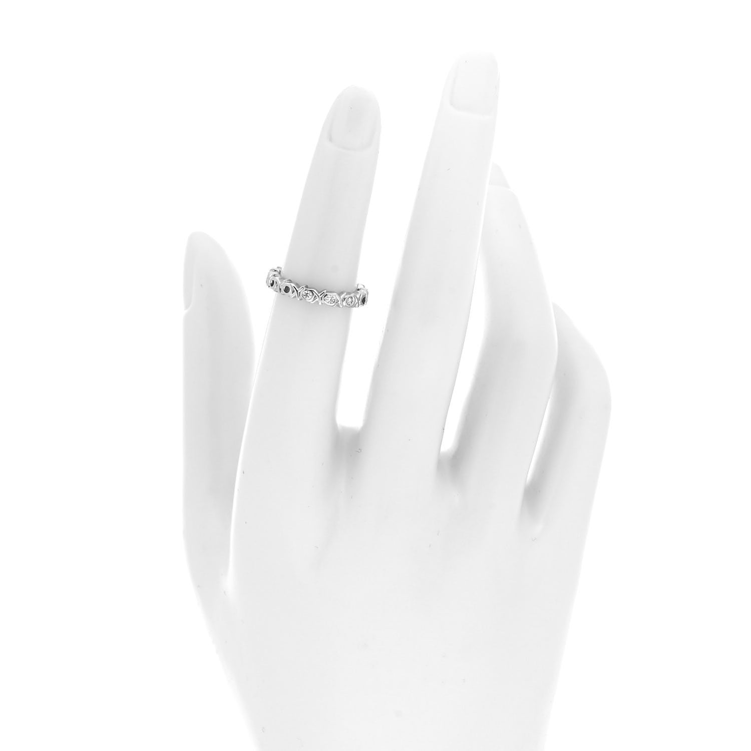 Tiffany 18K White Gold Diamond Love and Kisses Band Ring 48 4.5 2 of 4