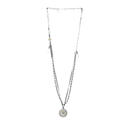 Chanel Pearl Crystal CC Medallion Necklace Gold 2 of 4