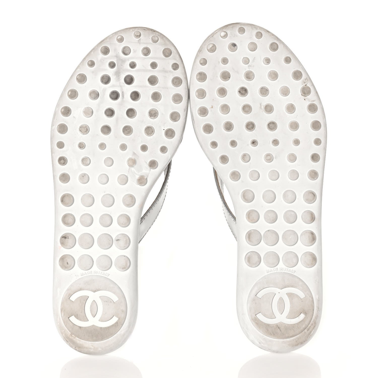 Chanel Iridescent Patent Calfskin Camellia Thong Sandals 37 Silver 5 of 8