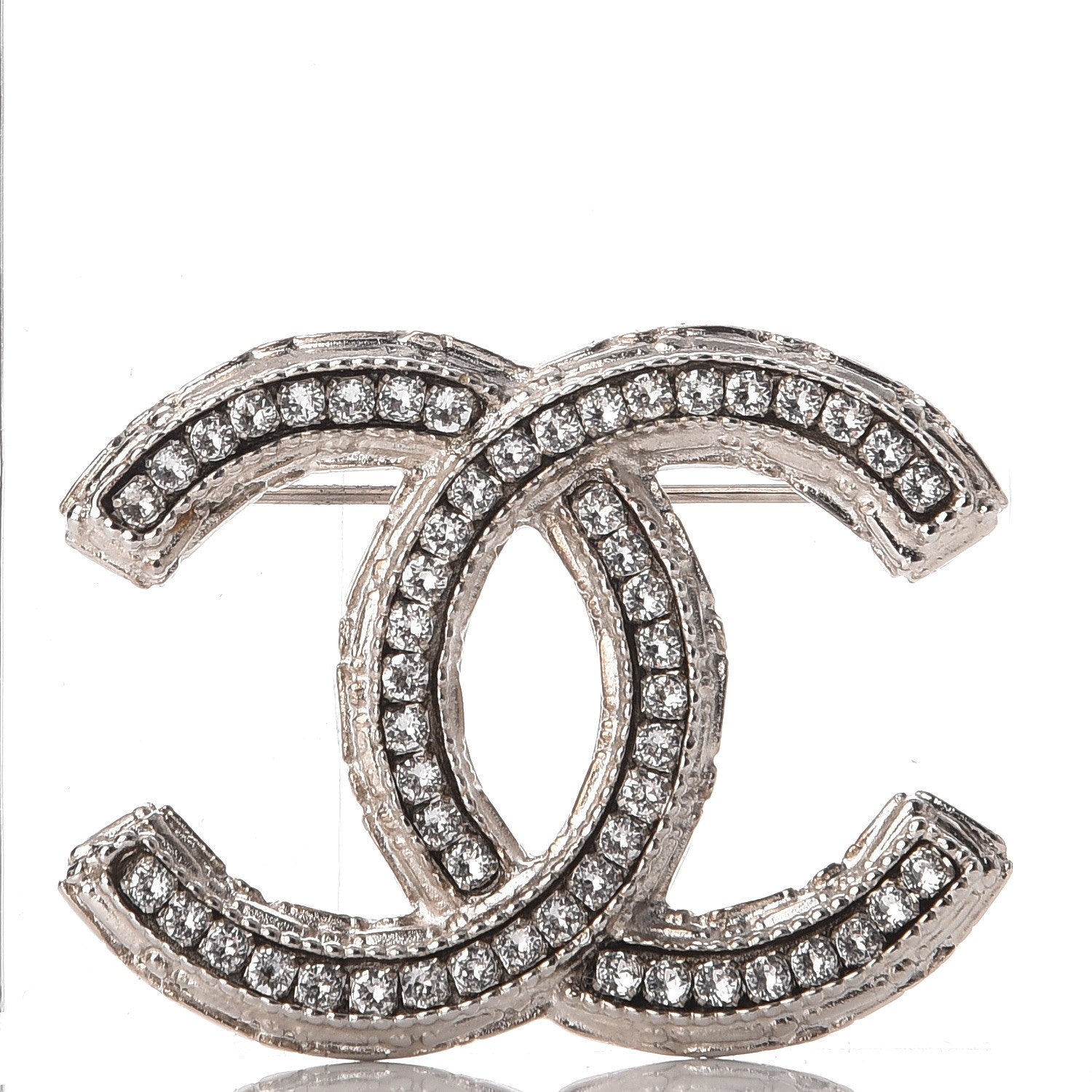 Chanel Crystal CC Brooch Silver 1 of 6