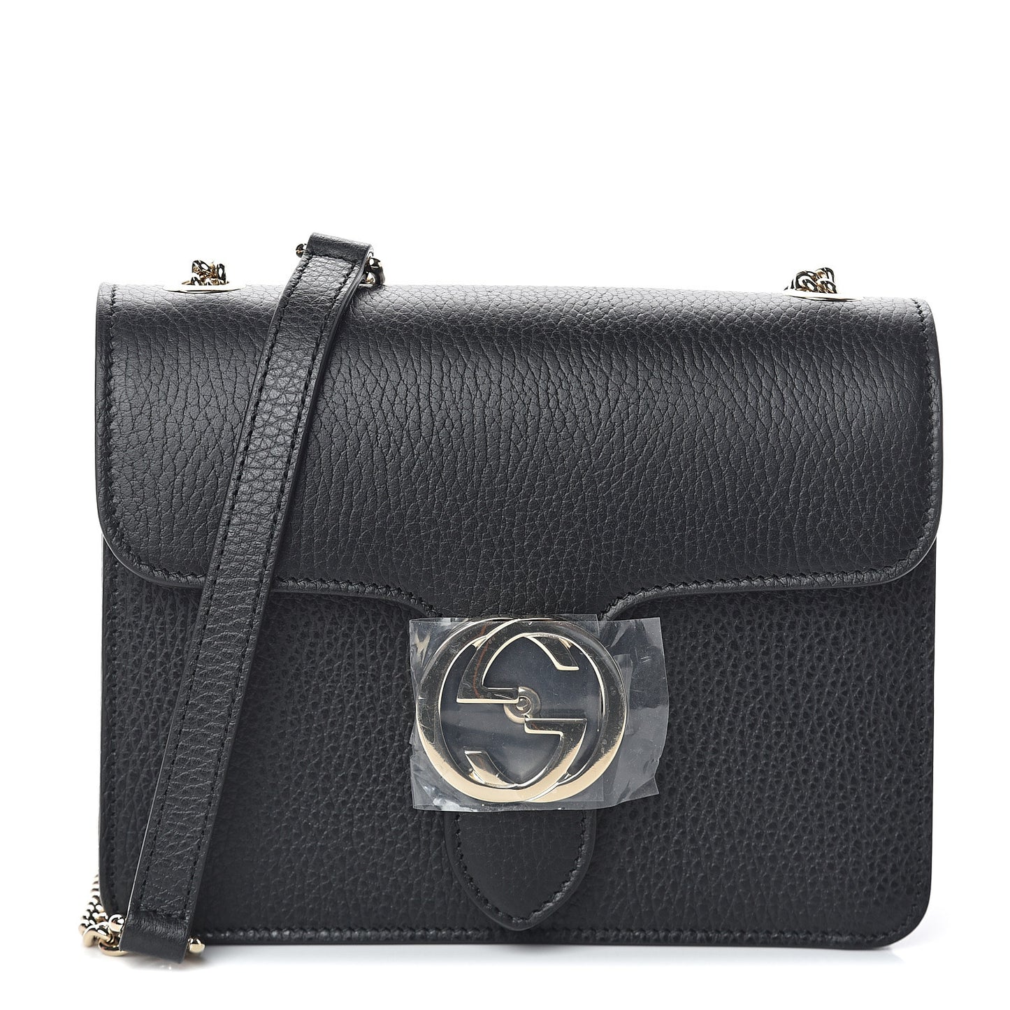 Dollar Calfskin Small Interlocking G Shoulder Bag Black