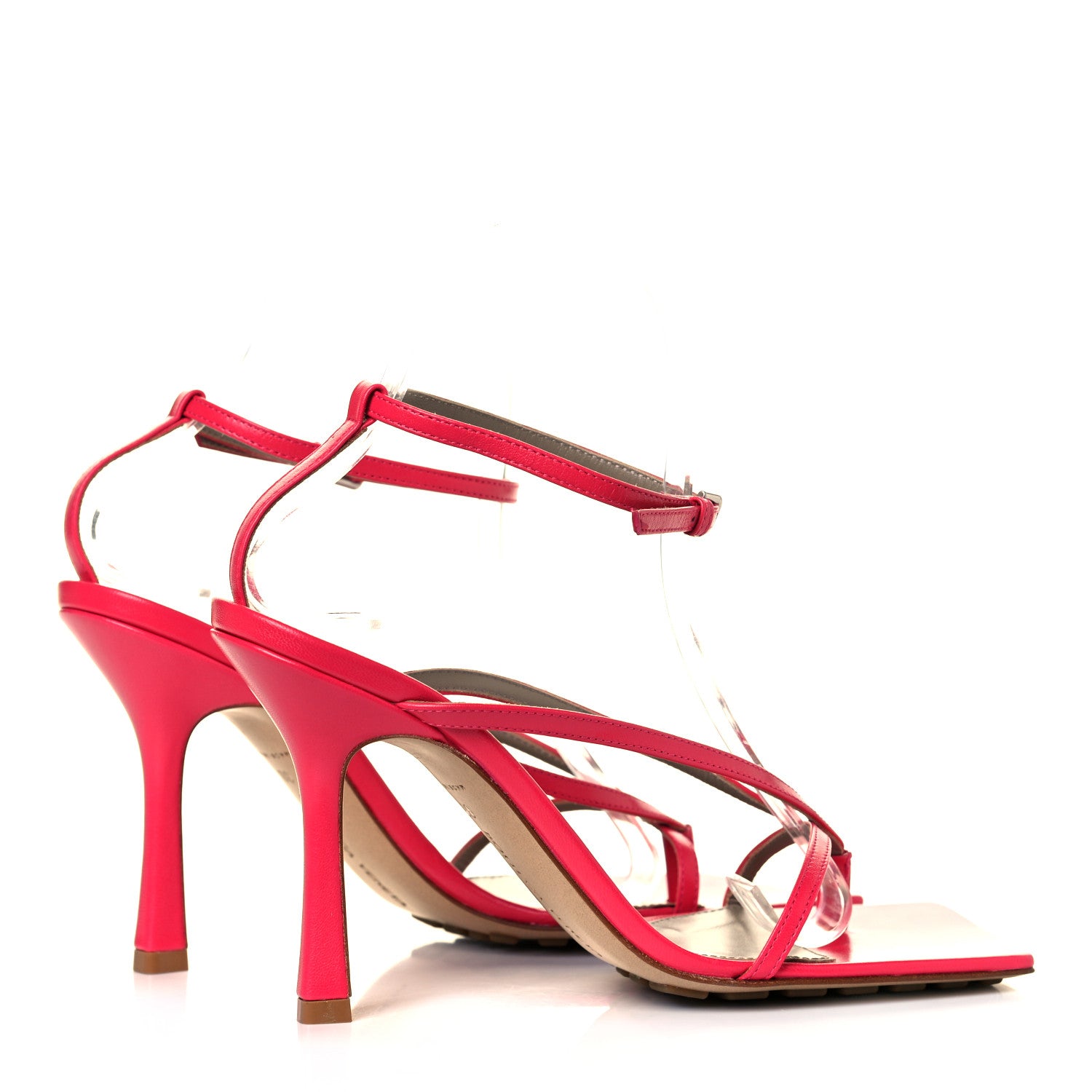 Bottega Veneta Lambskin Stretch Multi Strap 90mm Sandals 38 Fuchsia 3 of 8