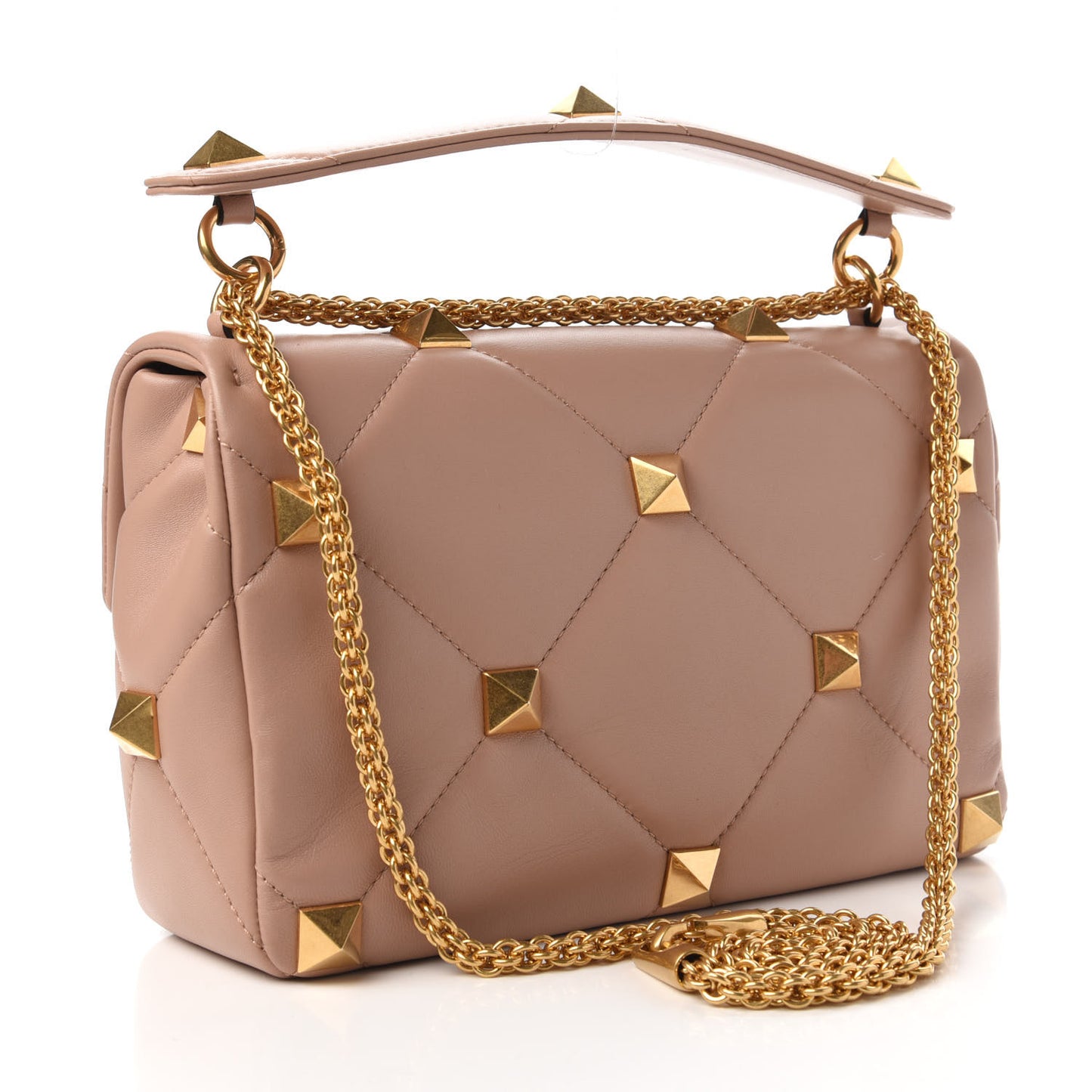 Nappa Large Roman Stud Shoulder Bag Rose Cannelle