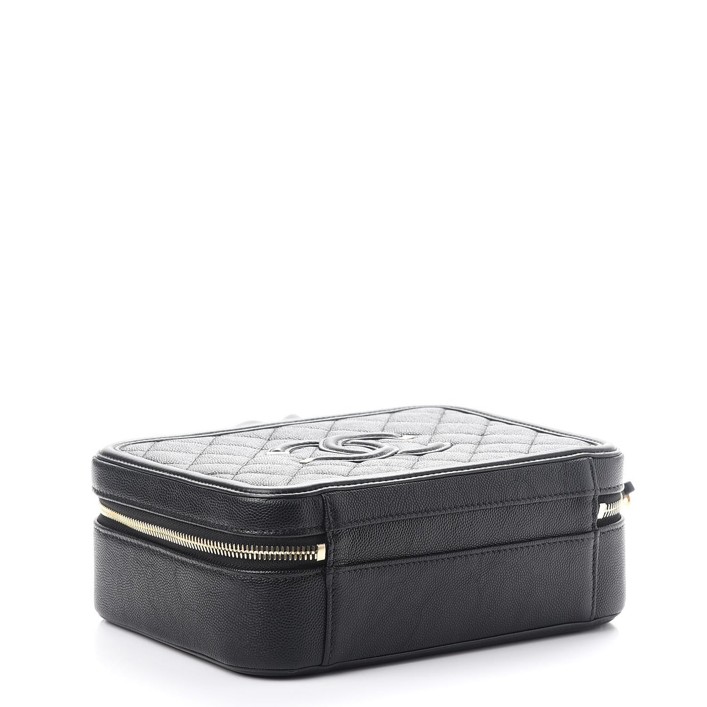 Caviar Quilted Medium CC Filigree Vanity Case Black