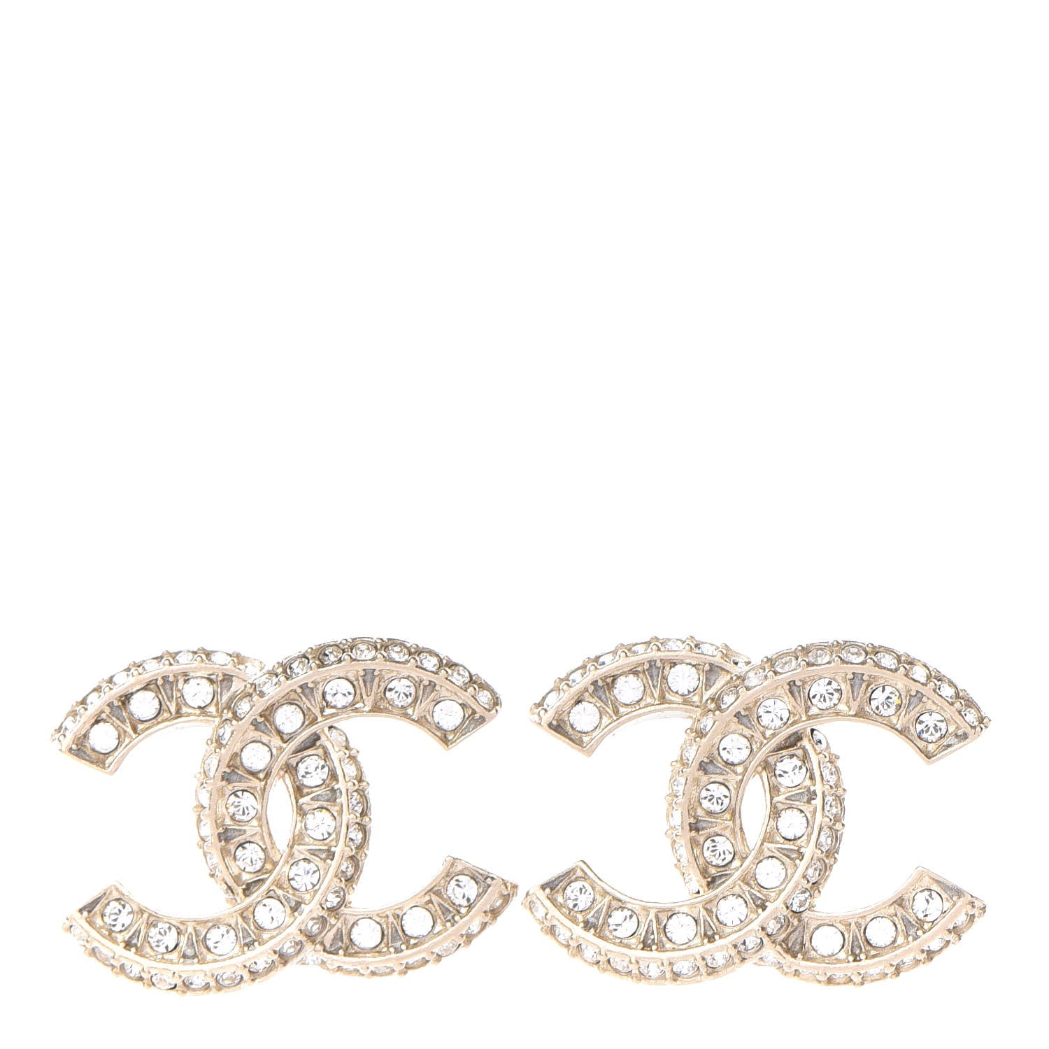 Chanel Crystal Textured CC Earrings Gold 1 of 5
