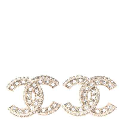 Chanel Crystal Textured CC Earrings Gold 1 of 5