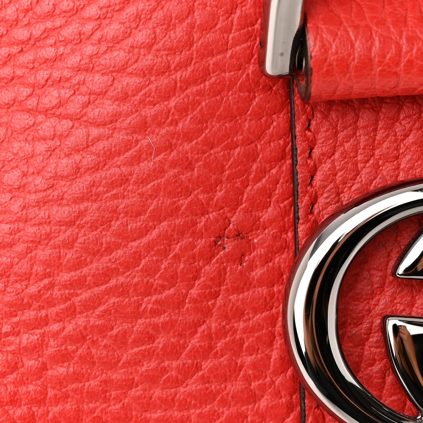 Dollar Calfskin Medium GG Charm Dome Satchel Sporting Red