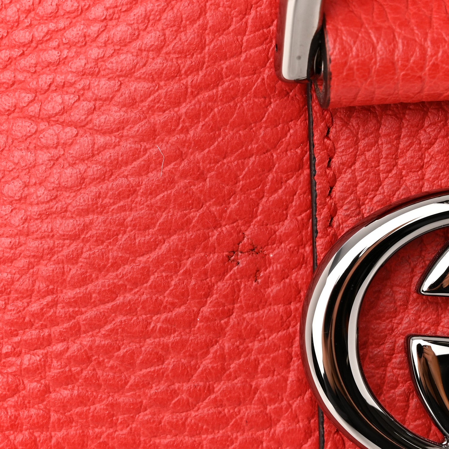 Gucci Dollar Calfskin Medium GG Charm Dome Satchel Sporting Red 13 of 13