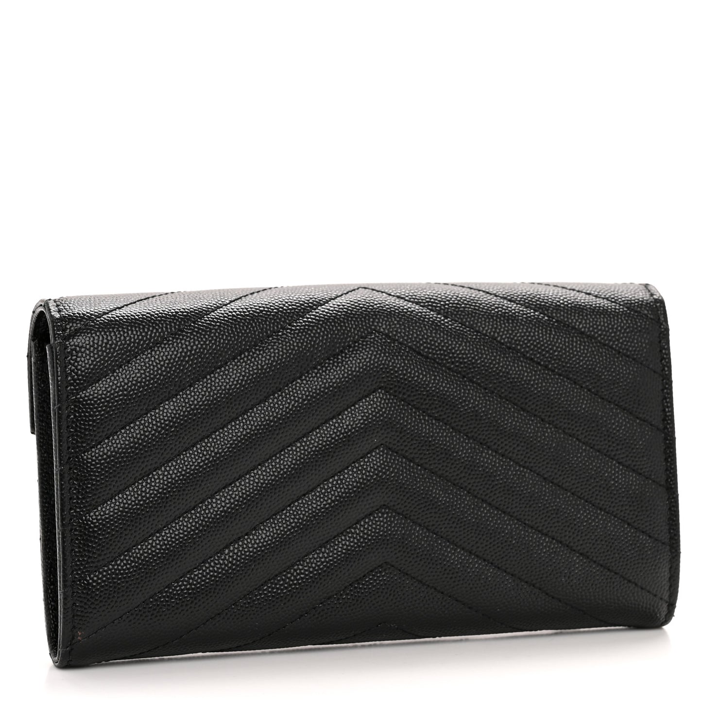 Grain De Poudre Matelasse Chevron Monogram Flap Wallet Black