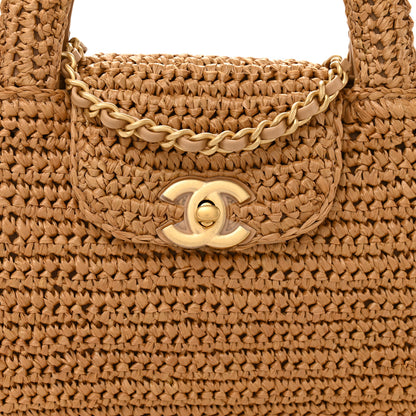 Chanel Braided Raffia Nano Kelly Flap Bag Dark Beige 8 of 11