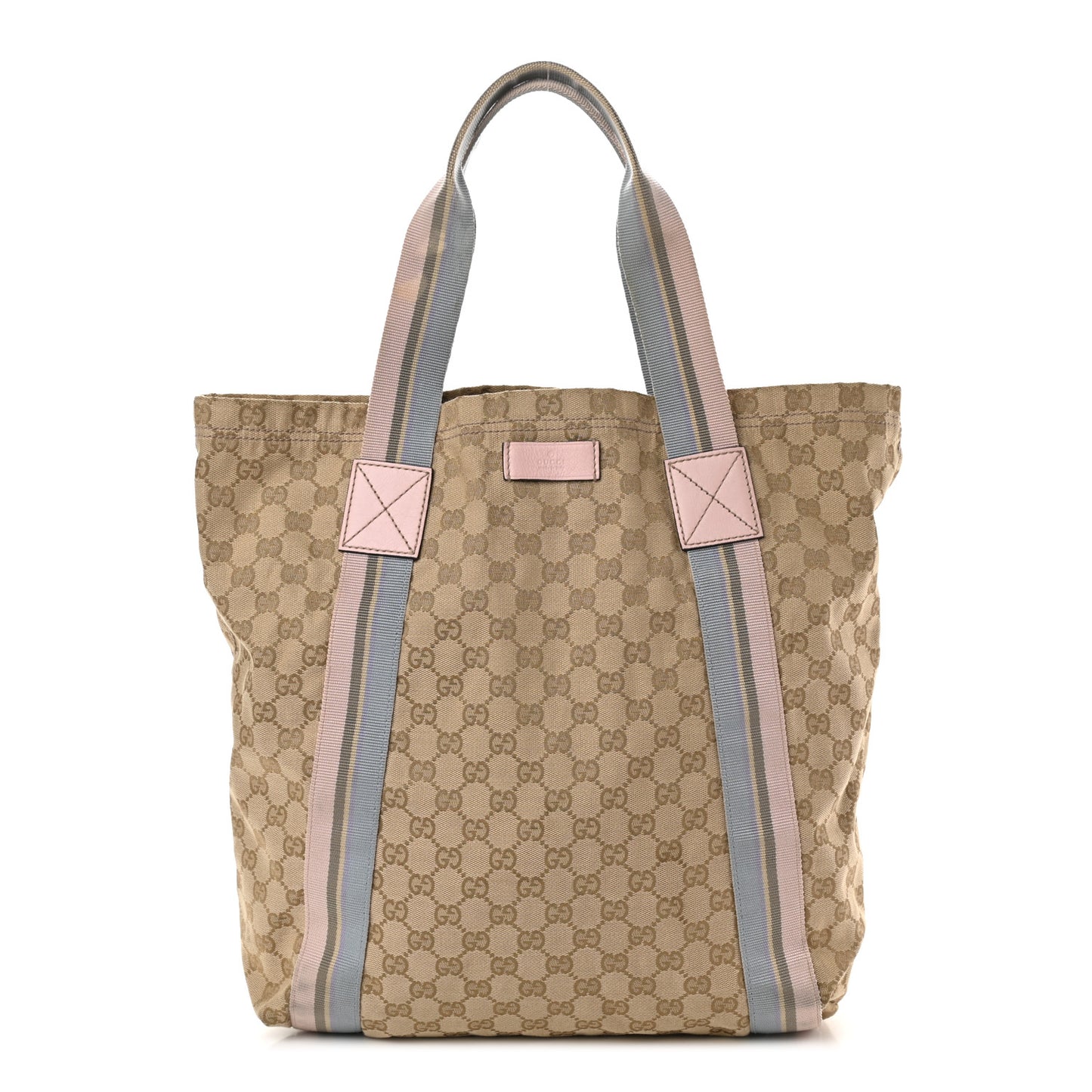 GG Monogram Medium Web Handle Vertical Tote Pink Blue