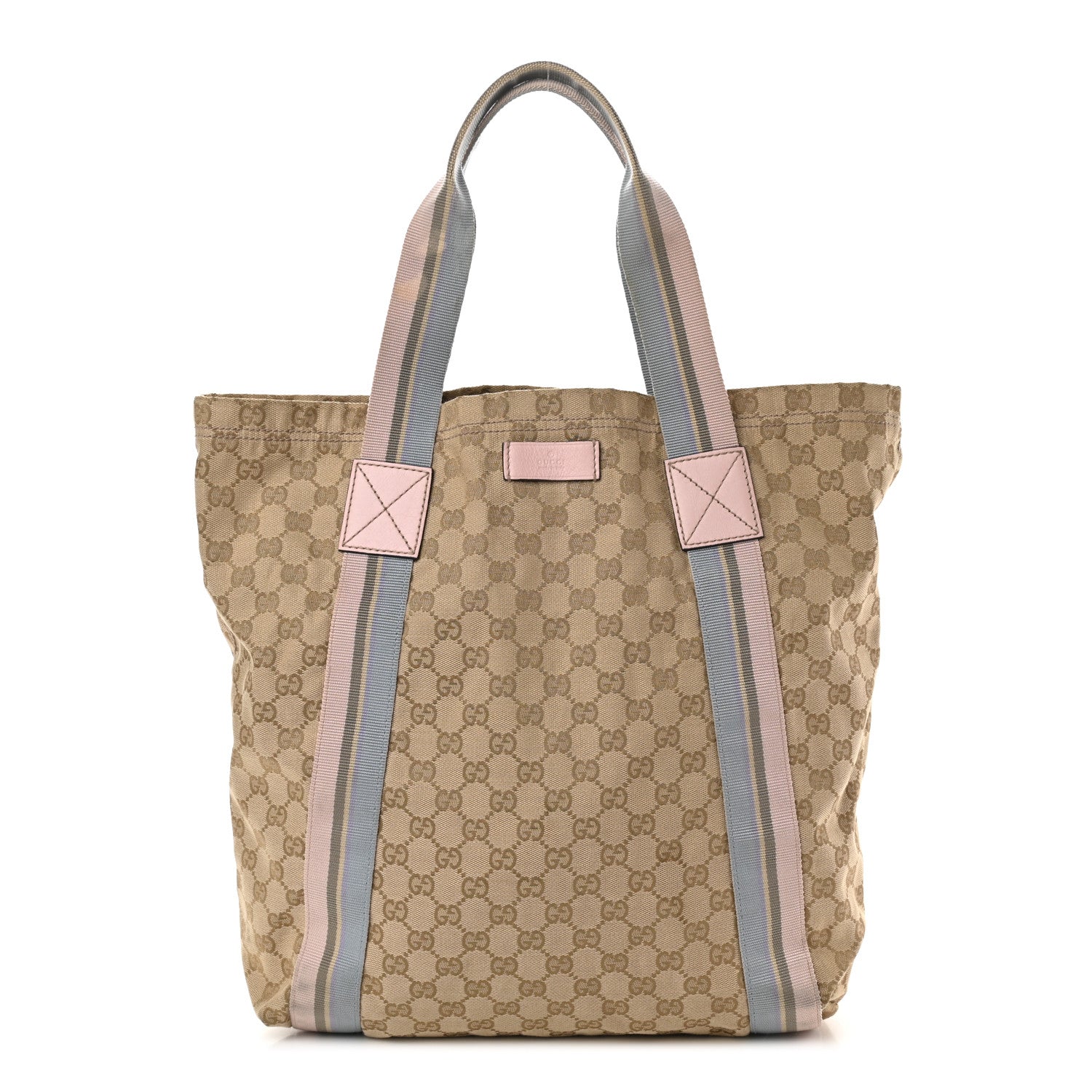 Gucci GG Monogram Medium Web Handle Vertical Tote Pink Blue 1 of 9