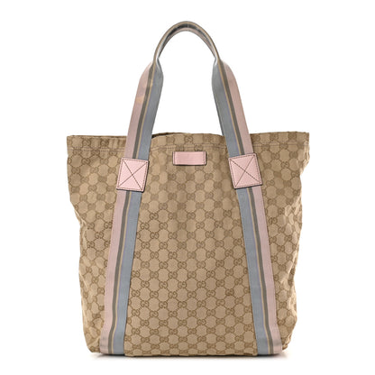 Gucci GG Monogram Medium Web Handle Vertical Tote Pink Blue 1 of 9