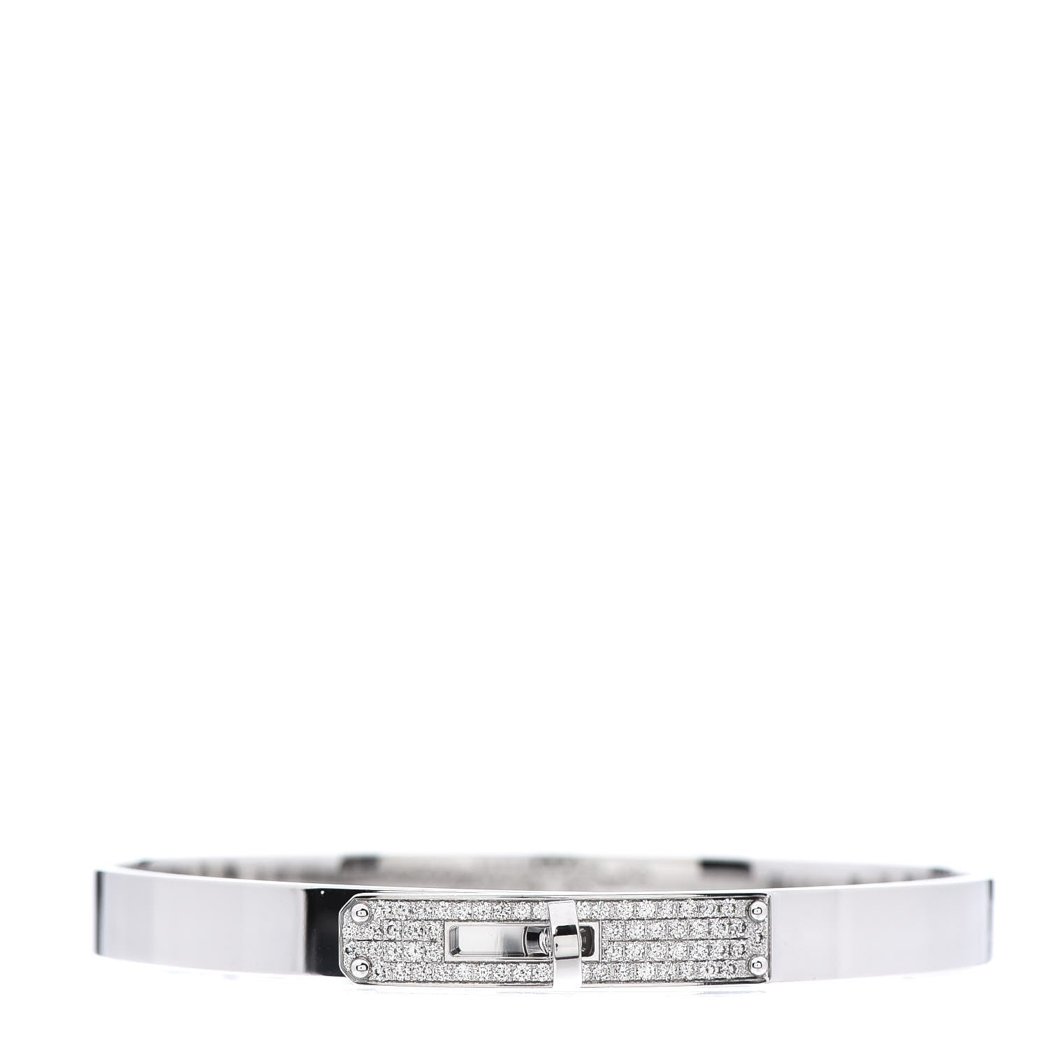 Hermes 18K White Gold Diamond PM Kelly Pave Bracelet XS 1 of 6