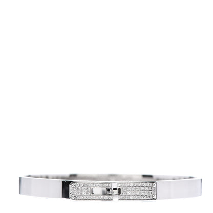 Hermes 18K White Gold Diamond PM Kelly Pave Bracelet XS 1 of 6