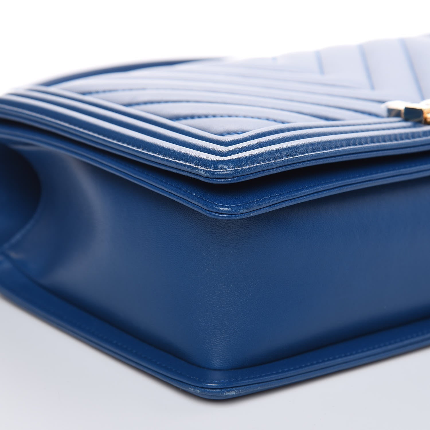 Chanel Lambskin Chevron Quilted New Medium Boy Flap Blue 8 of 14