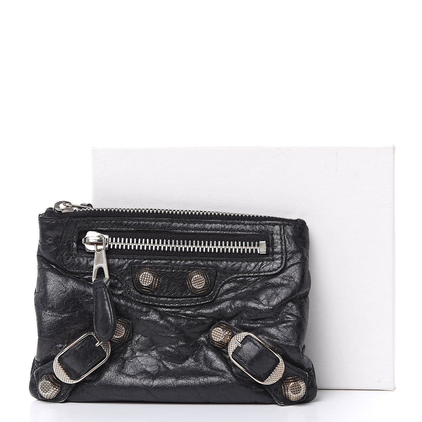 Agneau Giant 12 Silver Hardware M Porte-Monnaie Coin Purse Black