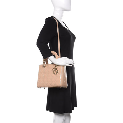 Christian Dior Patent Cannage Medium Lady Dior Beige 2 of 12