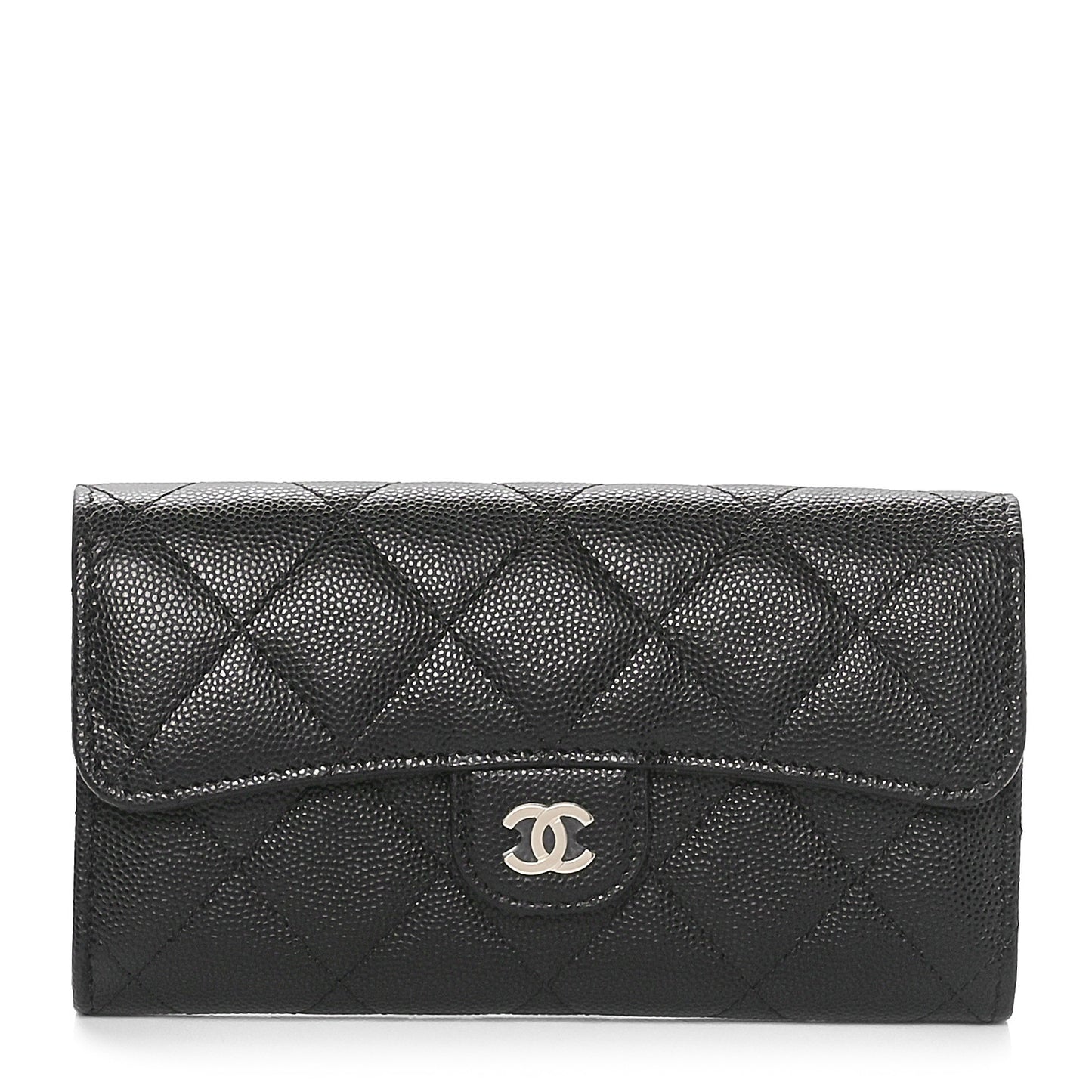 Caviar Quilted Medium Flap Wallet Black