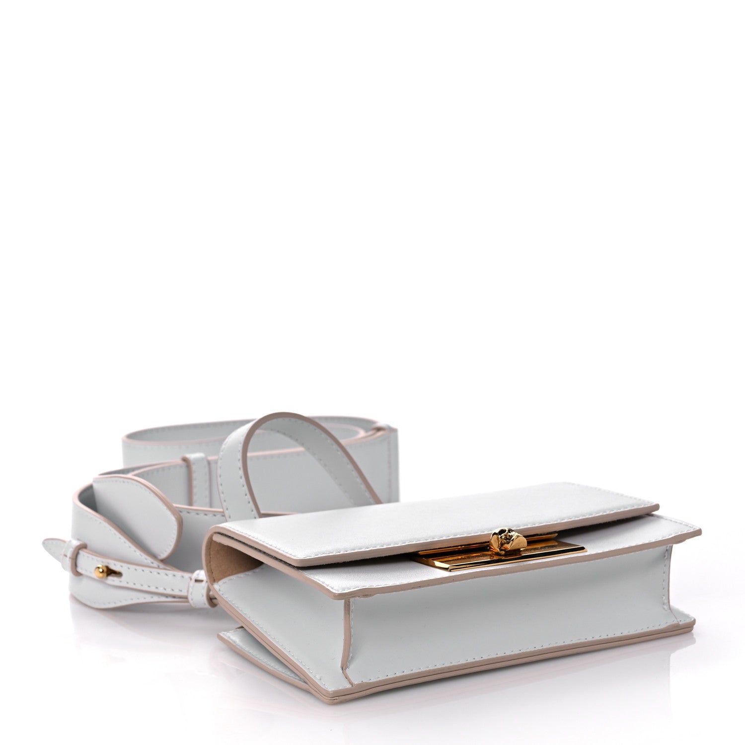 Alexander McQueen Calfskin Skull Lock Mini Crossbody Bag White 4 of 12