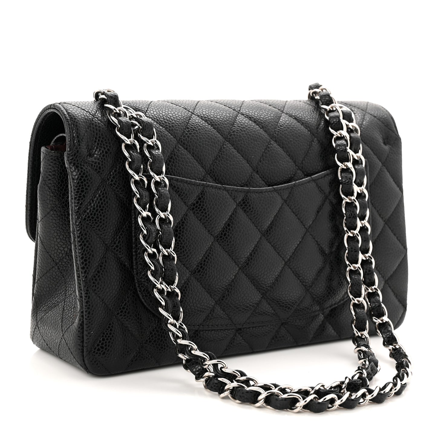 Caviar Quilted Small Double Flap Black