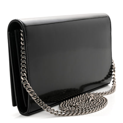 Saint Laurent Glazed Calfskin Cassandre Wallet On Chain WOC Black 2 of 9