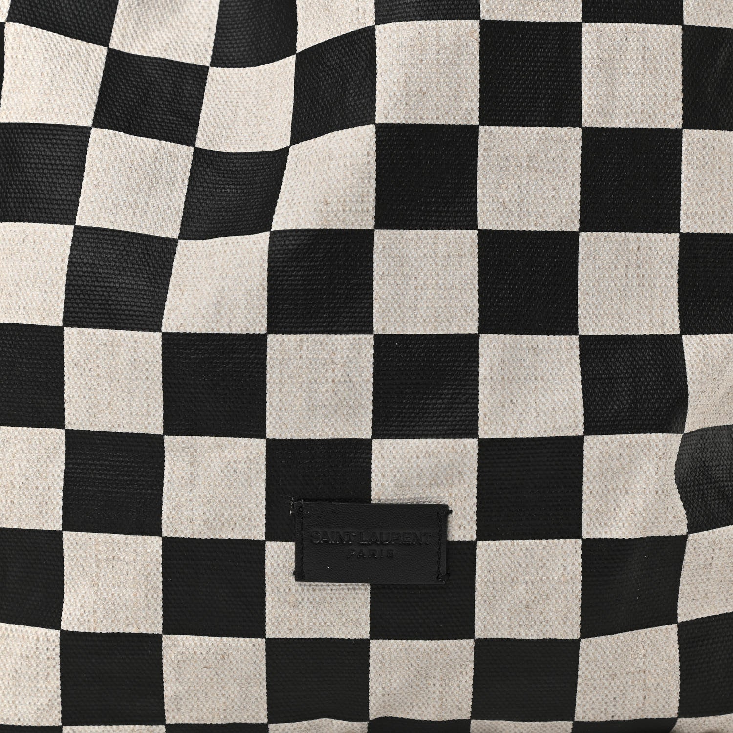 Saint Laurent Linen Lambskin Checkered Teddy Drawstring Bag Black White 8 of 10
