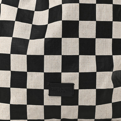 Saint Laurent Linen Lambskin Checkered Teddy Drawstring Bag Black White 8 of 10