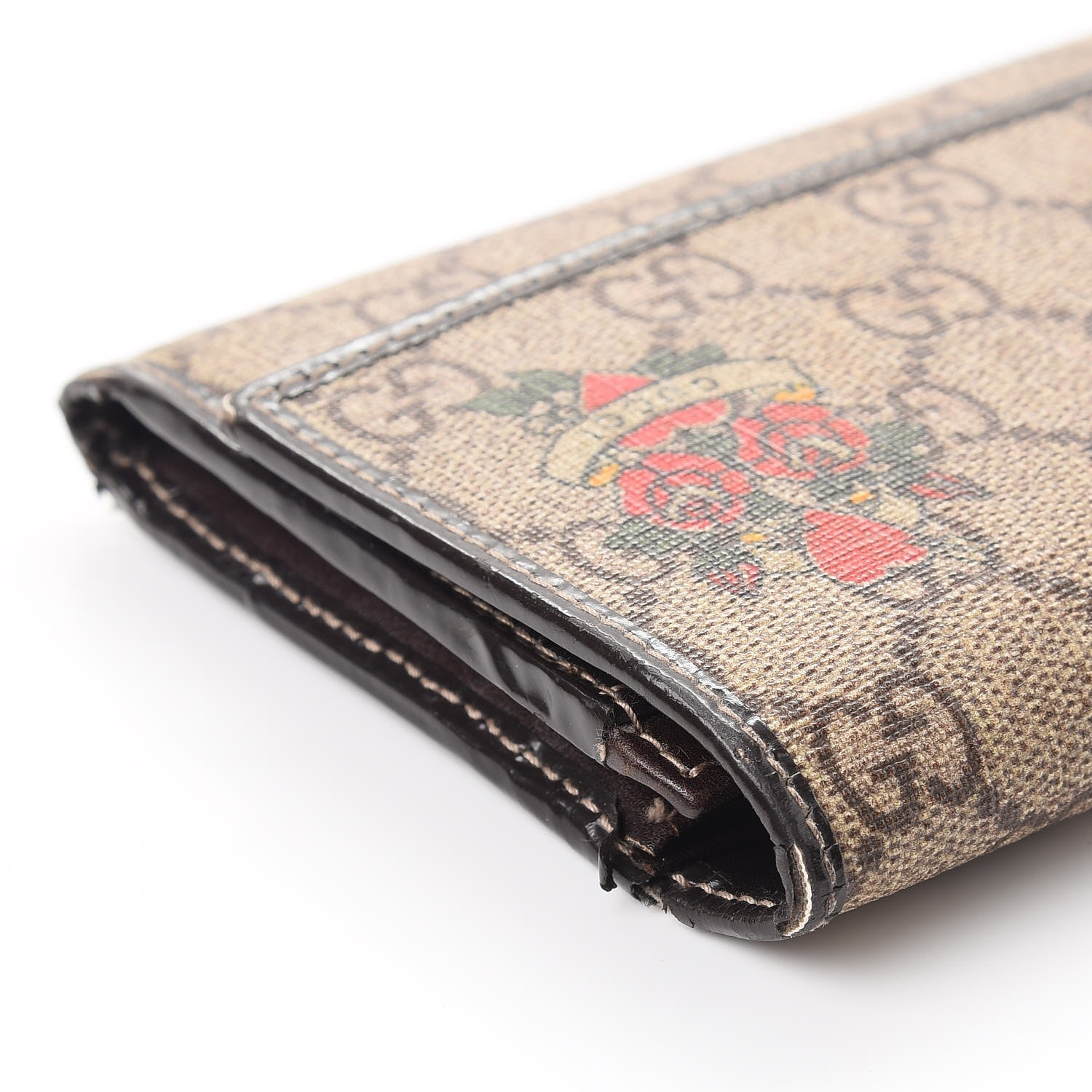 Gucci GG Supreme Monogram Tattoo Heart Continental Wallet Brown 12 of 13