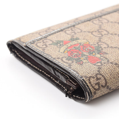 Gucci GG Supreme Monogram Tattoo Heart Continental Wallet Brown 12 of 13