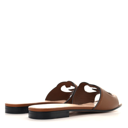 Gucci Cosmos Softy Calfskin Interlocking G Cut Out Slide Sandals 38 Cuir 5 of 8