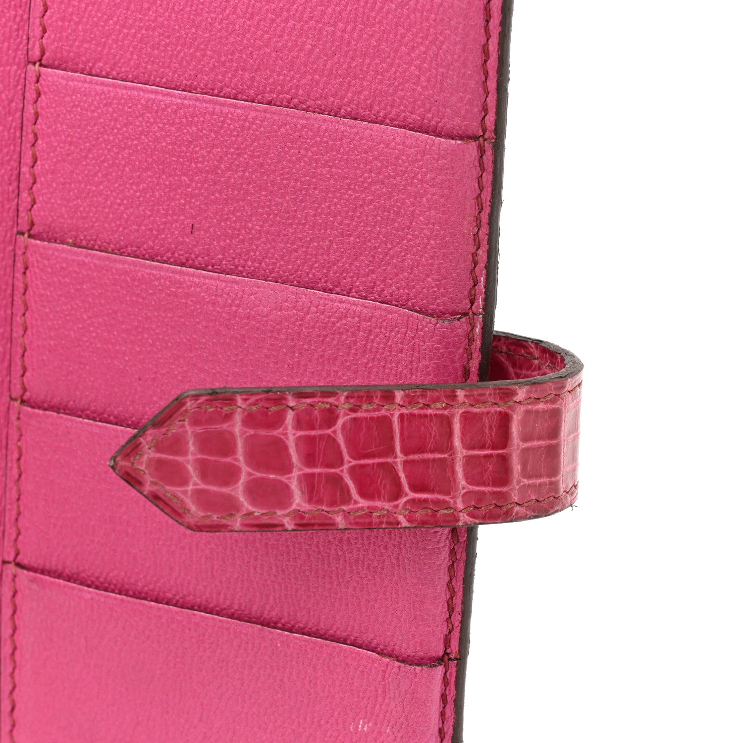 Hermes Shiny Alligator Bearn Wallet Rose Scheherazade 16 of 16