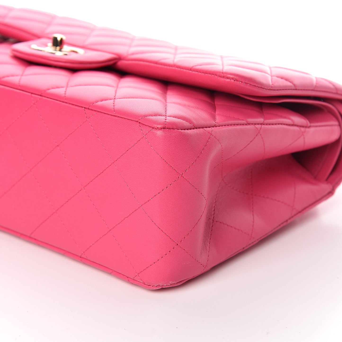 Lambskin Quilted Jumbo Double Flap Fuchsia