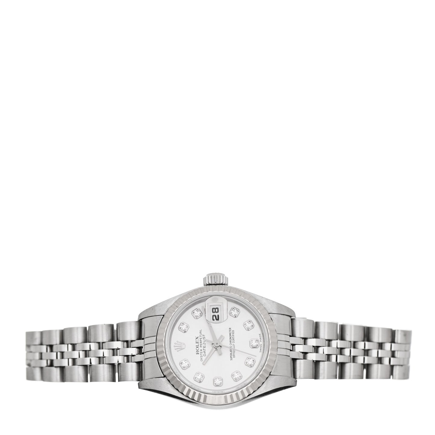Stainless Steel 18K White Gold Diamond 26mm Oyster Perpetual Datejust Watch Silver 79174