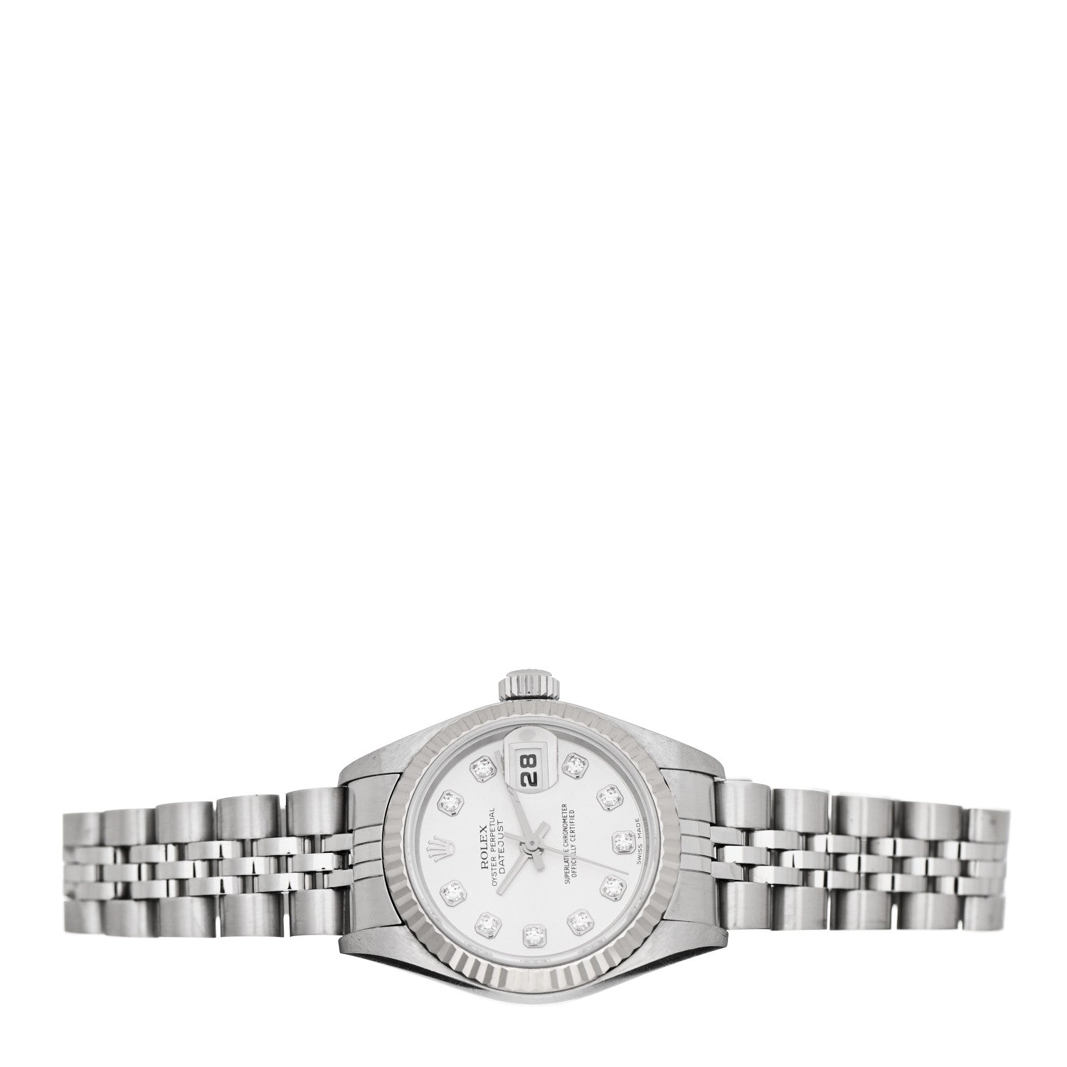 Rolex Stainless Steel 18K White Gold Diamond 26mm Oyster Perpetual Datejust Watch Silver 79174 2 of 4
