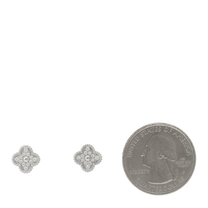 Van Cleef & Arpels 18K White Gold Diamond Sweet Alhambra Earrings 2 of 5