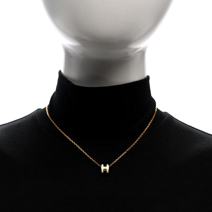 Hermes Lacquered Gold Mini Pop H Pendant Necklace White 2 of 5