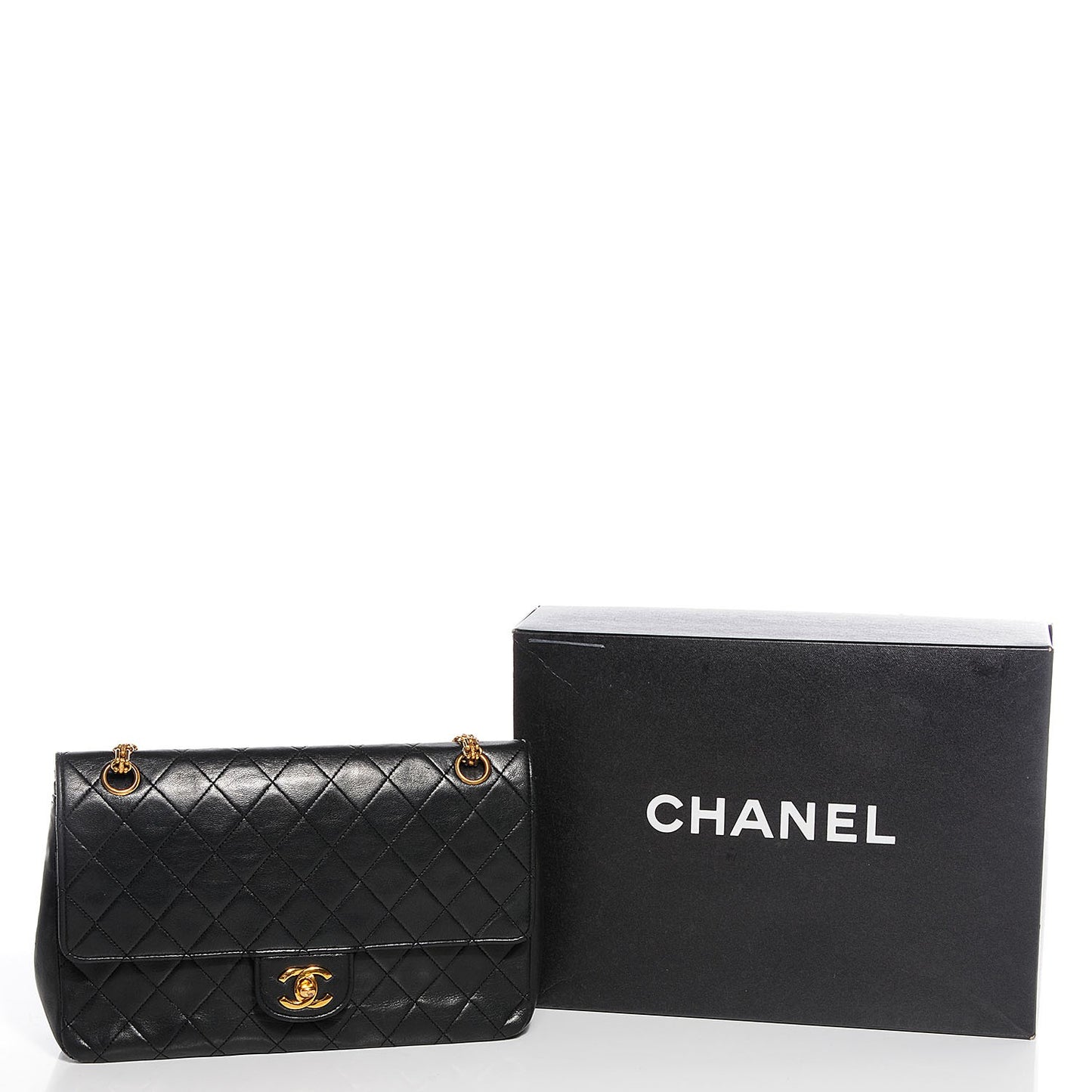 Lambskin Medium Mademoiselle Chain Double Flap Black