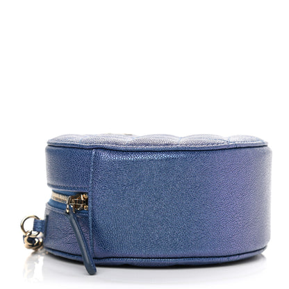 Chanel Iridescent Caviar Quilted Round Clutch With Chain Blue 4 of 11